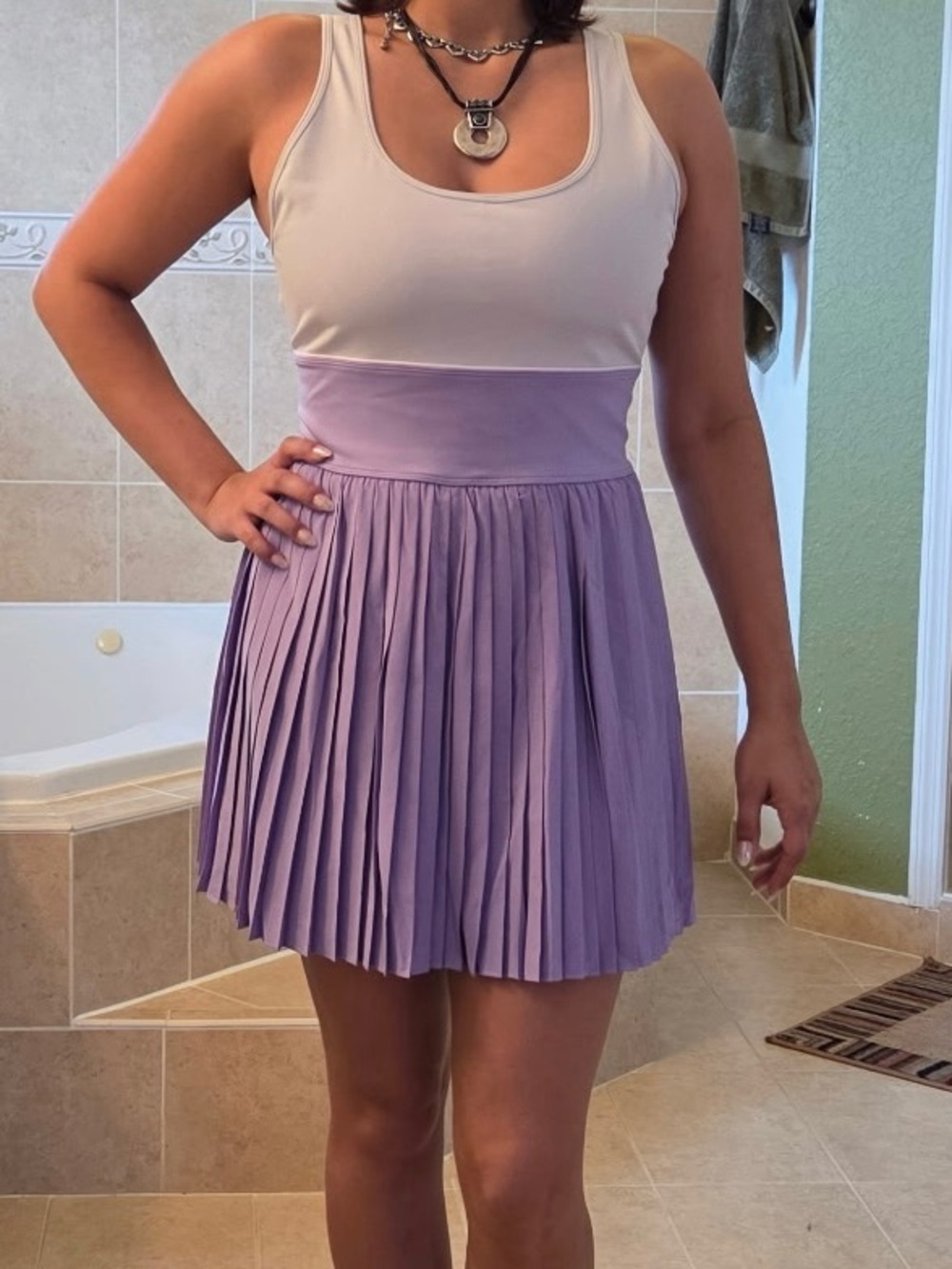 Wilson Sleeveless Colorblock Pleated Mini Dress - Lilac/Cream